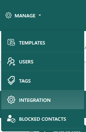 Utter Manage menu with Integration selected