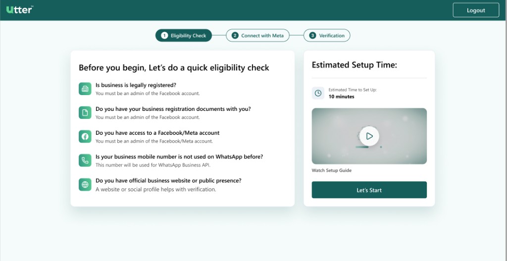 Utter Eligibility Check screen