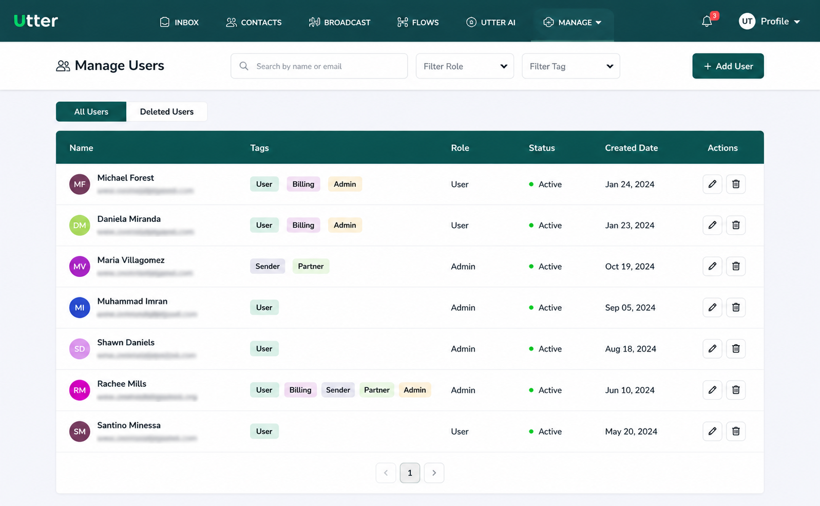 Users module screenshot 2