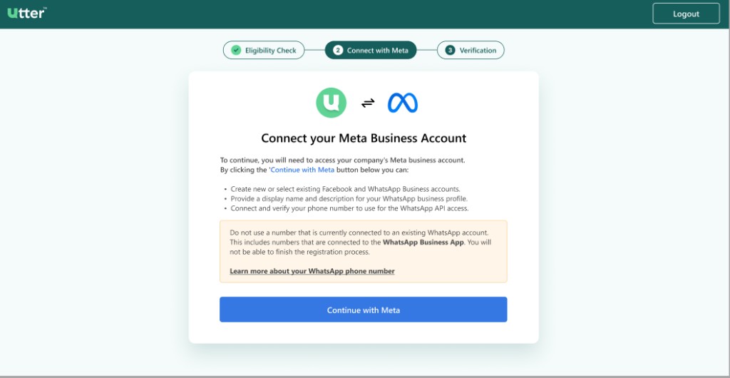 Connect your Meta Business Account screen