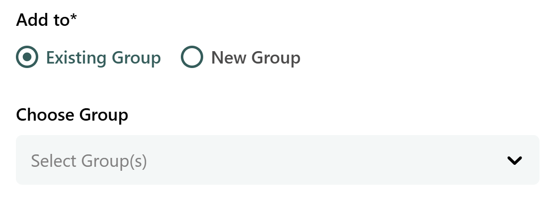 Selecting an existing group when adding a contact
