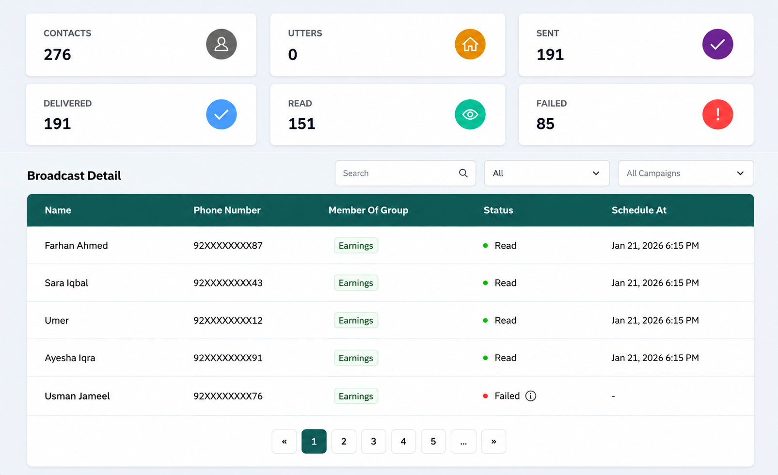 Broadcast Detail page