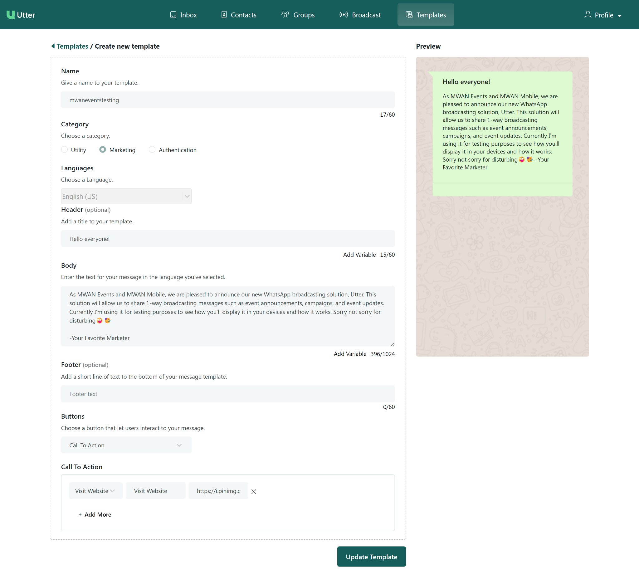 Templates screen screenshot 12