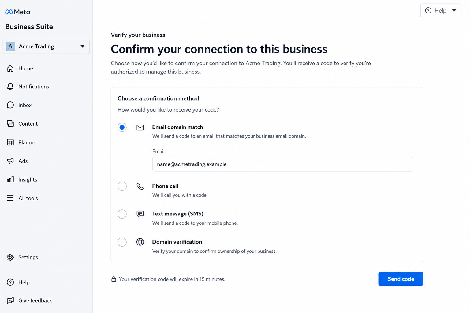 Confirm connection method — illustrative